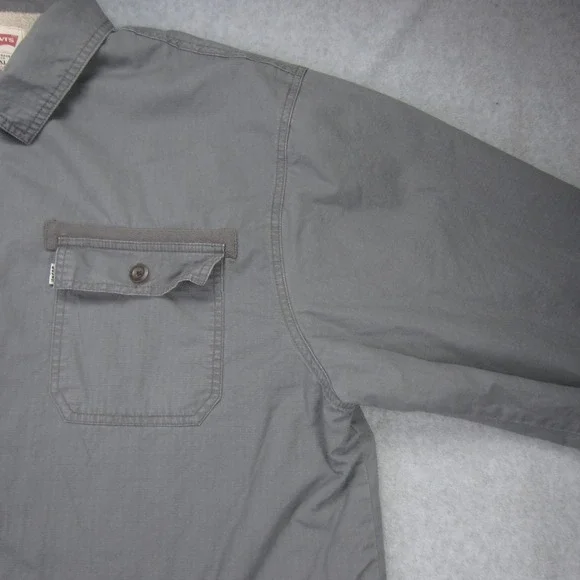 Levis Jacket Mens XXL Gray Sherpa Lined‎ Trucker Coat Button Up Workwear - Picture 4 of 16